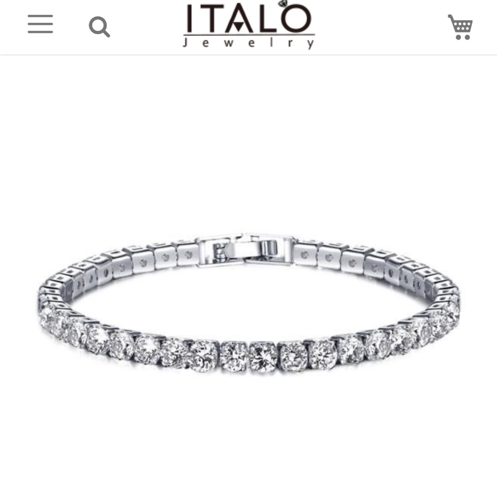 Italo Round Created White Sapphire Tennis Bracelet